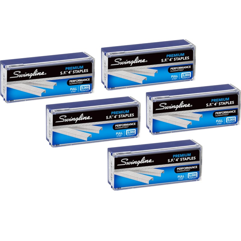 Swingline Staples, 5 Pack, S.F. 4, Premium, 1/4" Length, 210/Strip, 5000/Box (35481) - Image 1